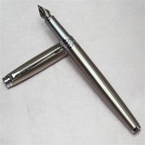 Parker Aster Brushed Metal Body With Silver Trim Fine Nib Catridge And ...