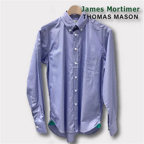 【JAMES MORTIMER】ジェームスモルティマー B.Dシャツ ブルーストライプ トーマスメイソン | Cramet WEB STORE