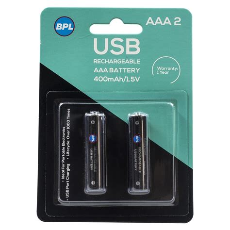 Buy BPL BRB302 USB Rechargeable AAA Cell, Black at Best Price on ...