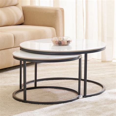 Buy Helios Volga Sintered Stone Top Set of 2 Nesting Coffee Tables ...