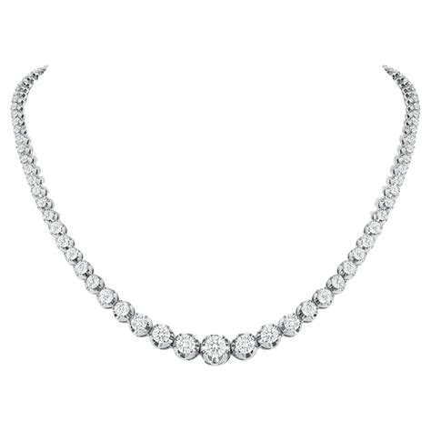 Gem Jewelers Co. 10.23 Carat Graduated Diamond Tennis Necklace in 14K ...