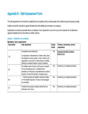Fillable Online Complaint-Handling-Code-self-assessment-form- ... Fax ...