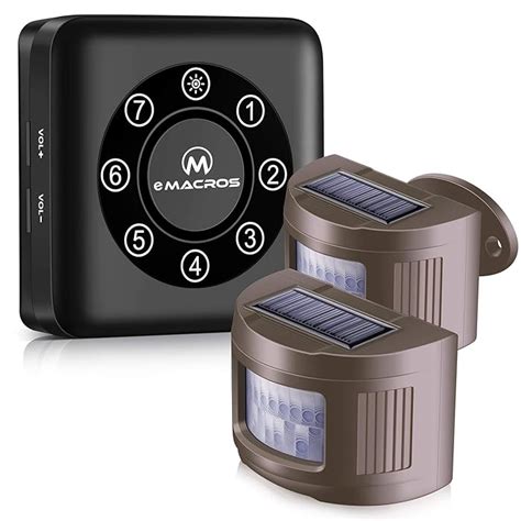 Buy eMACROS Pairable 1/2 Mile Long Range Solar Wireless Driveway Alarm ...