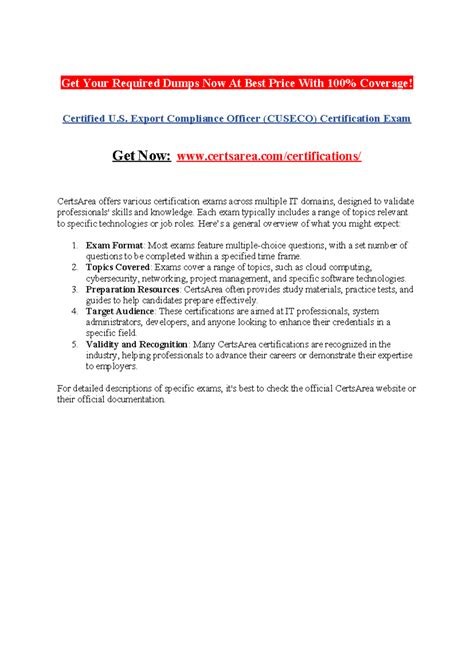 Certified U.S. Export Compliance Officer ( Cuseco) Certification Exam ...