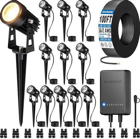 SUNVIE All-in-One LED Low Voltage Landscape Lighting Kit, 12-Pack ...