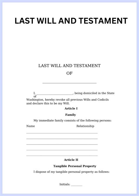 Will Forms Free Printable - Free Printable US