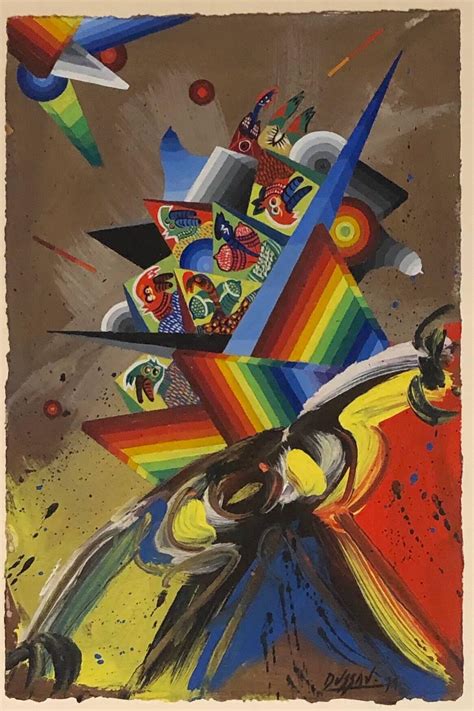 Georges Dussau - French Surrealist Colorful Futurist Abstract Painting Composition III For Sale ...