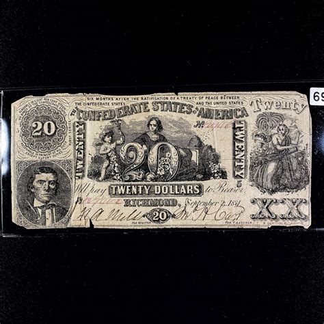 1861 Series $20 Dollar Confederate States Note - Nov 26, 2022 | Gold ...