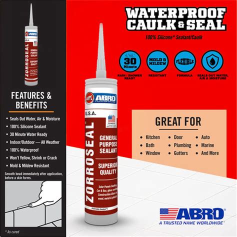 ABRO Waterproof General Purpose White Silicone Sealant Adhesive Caulk ...