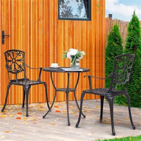 Nuu Garden 3 Bistro Patio Dining Set Aluminum Round Table with 2 ...