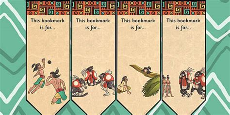 The Hero Twins Mayan Civilization Story Editable Bookmarks