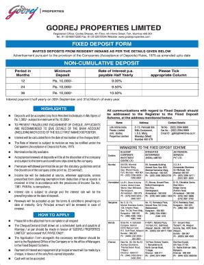 Godrej Properties Fixed Deposit Form - Blank Fillable Template | Fill ...