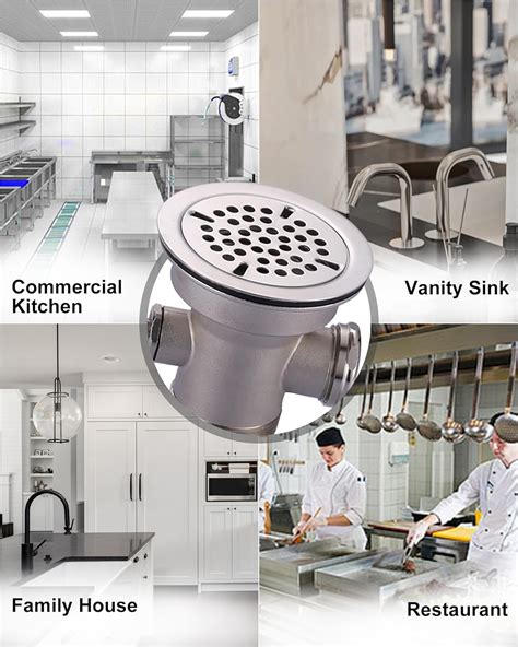 IVIGA 3-1/2" Brass Commercial Sink Drain With Overflow Outlet For ...