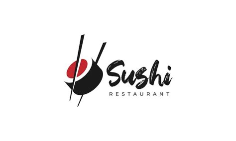 Pauzinho segurando o logotipo do sushi | Vetor Premium