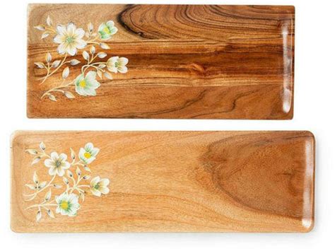 Enchanted Aura Wood Hand Painted Serving Platter (Set of 2) – Silken