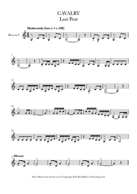 Last Post and Reveille (Cavalry) for French Horn - Free Sheet music for ...