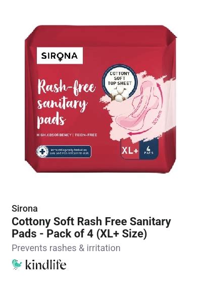 Sirona: Cottony Soft Rash Free Sanitary Pads - Pack of 4 (XL+ Size)