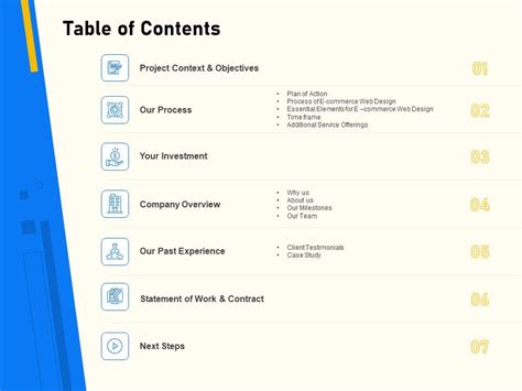 Image result for Table of Contents Product Proposal