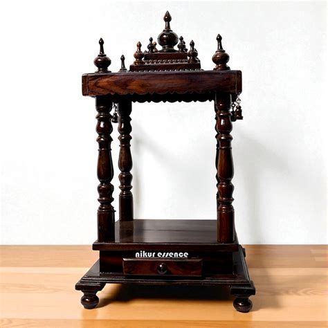 Nikur Essence Four-Sided Open Rosewood Temple with Storage Drawer ...