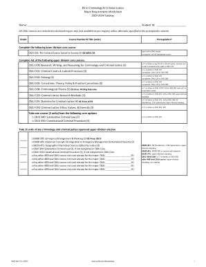 Fillable Online Major: BS in Criminology & Criminal Justice Fax Email ...