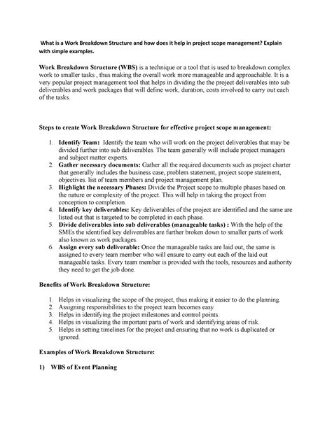 What is a Work Breakdown Structure and how does it help in project ...