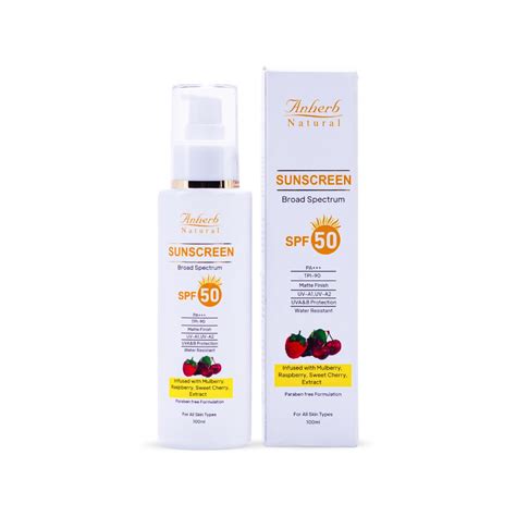 Anherb Natural SPF 50 Sunscreen Lotion | UVA + UVB Protection| Broad ...