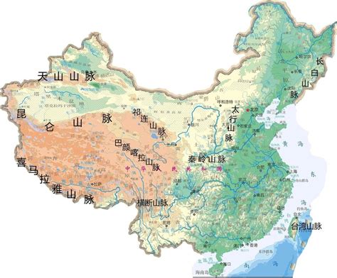 中国山脉地形图全图 _排行榜大全