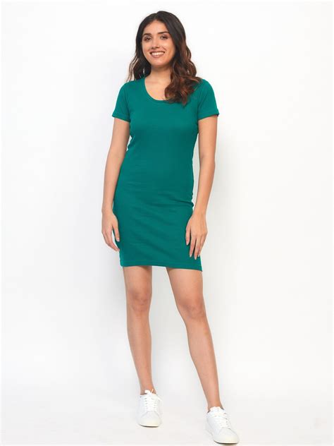 Womens Dresses | Rib Tee Dress Marine Green | Creatures of Habit