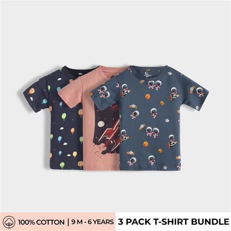 3 Pack Half Sleeves T-Shirt | Hot Air, Rocket, Space – orangesugar