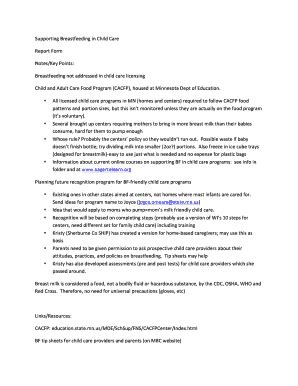 Fillable Online Supporting Breastfeeding in Child Care Report Form ...