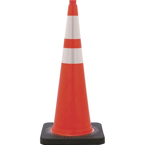 JBC Revolution Series Traffic Cone, Slim, Orange Reflective, Recessed Collar, 36in. | Northern Tool