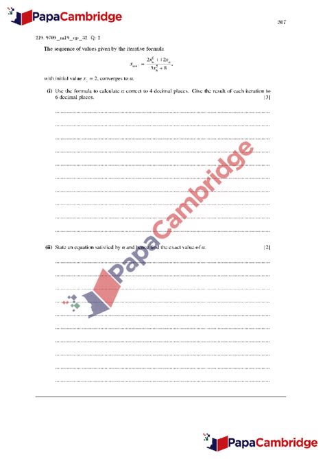 Maths 9709 Paper 3: Numerical Solutions of Equations - Studocu
