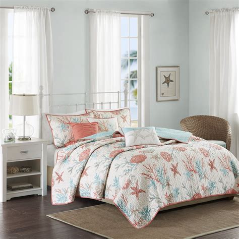 Beachy Coral and Turquoise Bedding Queen Set | Foter