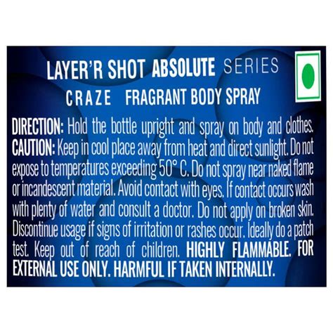 Layer'r Shot Absolute Craze Deodorant Body Spray, 135 ml Price, Uses ...