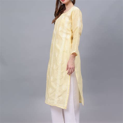 Seva Chikan Hand Embroidered Terivoil Cotton Lucknowi Chikankari Kurta