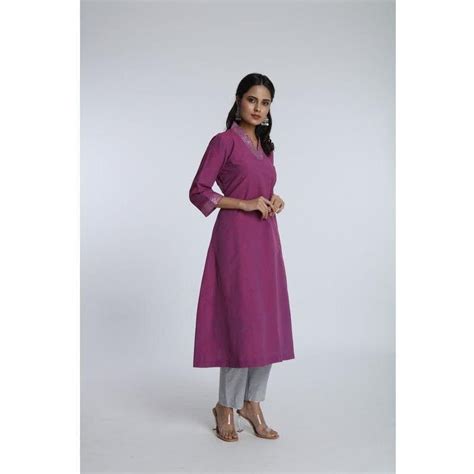Khadi Dabka Work Kurta Set - Purple – Charkha Tales