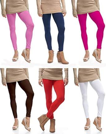Buy OMIKKA Women's Ankle Length Cotton Lycra Legging (Pack of 6, Free ...
