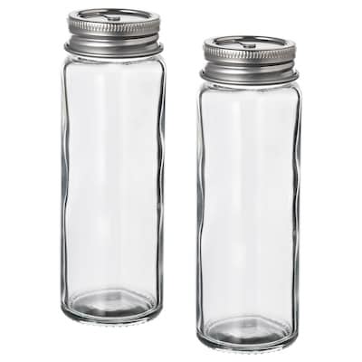 CITRONHAJ salt and pepper shakers, clear glass/stainless steel, 12 cm ...