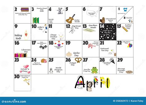 April 2023 Quirky Holidays and Unusual Celebrations Stock Illustration ...