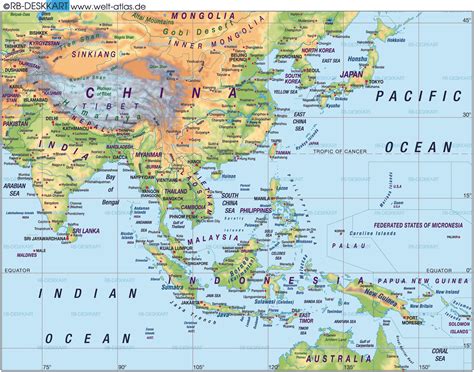 Asia Map with Countries and Major Cities