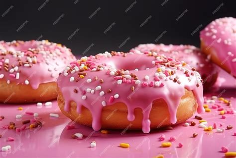Premium AI Image | Pink donuts with sprinkles