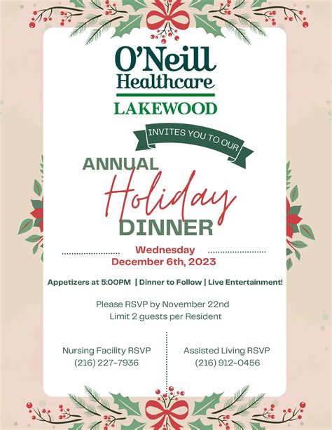 Lakewood Annual Holiday Dinner - O'Neill Healthcare