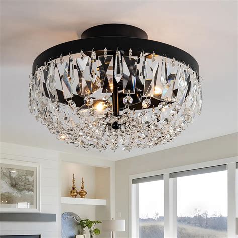 KSRYSZCQ Crystal Ceiling Light 3-Light semi Flush Mount Ceiling Light ...