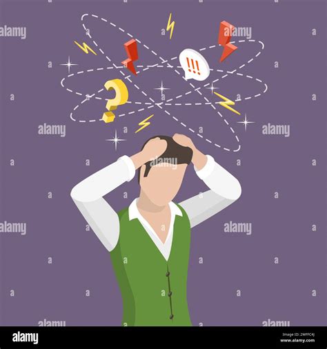 3D Isometric Flat Vector Conceptual Illustration of Hangover Syndrome, Emotional Stress, Anxiety ...