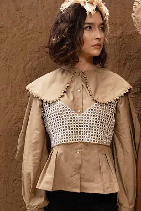 Buy White Embellished V Neck Perle Beaded Crop Top For Women by Nidzign ...