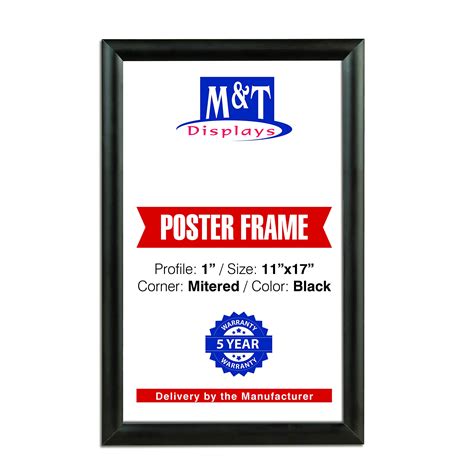 Buy M&T DisplaysBlack 11x17 Snap Frame 1 inch Aluminum Profile Front ...
