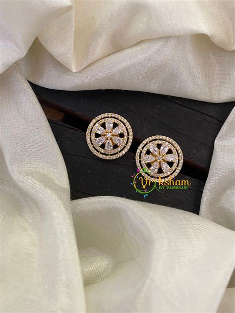 Gold Tone American Diamond Stud -G6685 – vrikshamindia