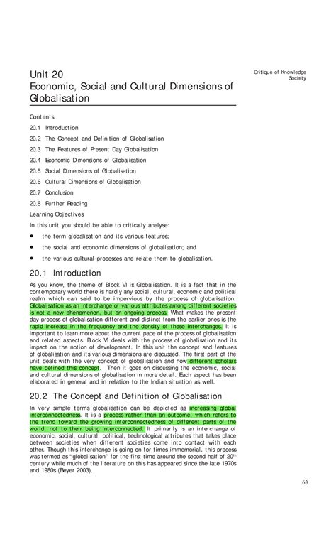 Globalization 1 - Ge global politics - Critique of Knowledge Unit 20 ...