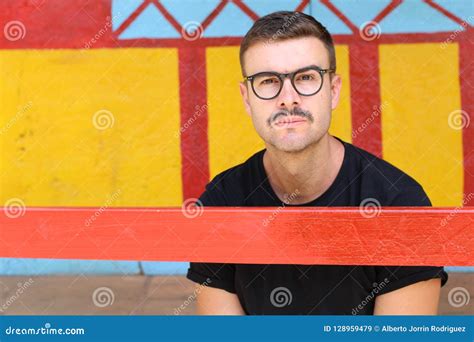 Man with Moustache and Eyeglasses Stock Image - Image of city, dutch ...
