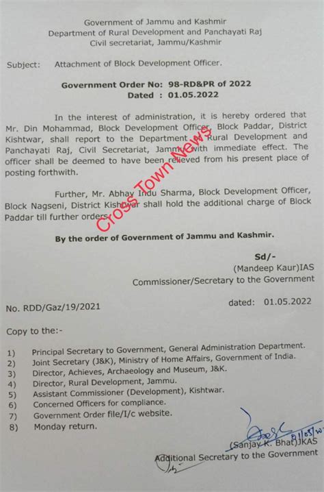 J&K Govt orders attachment of BDO